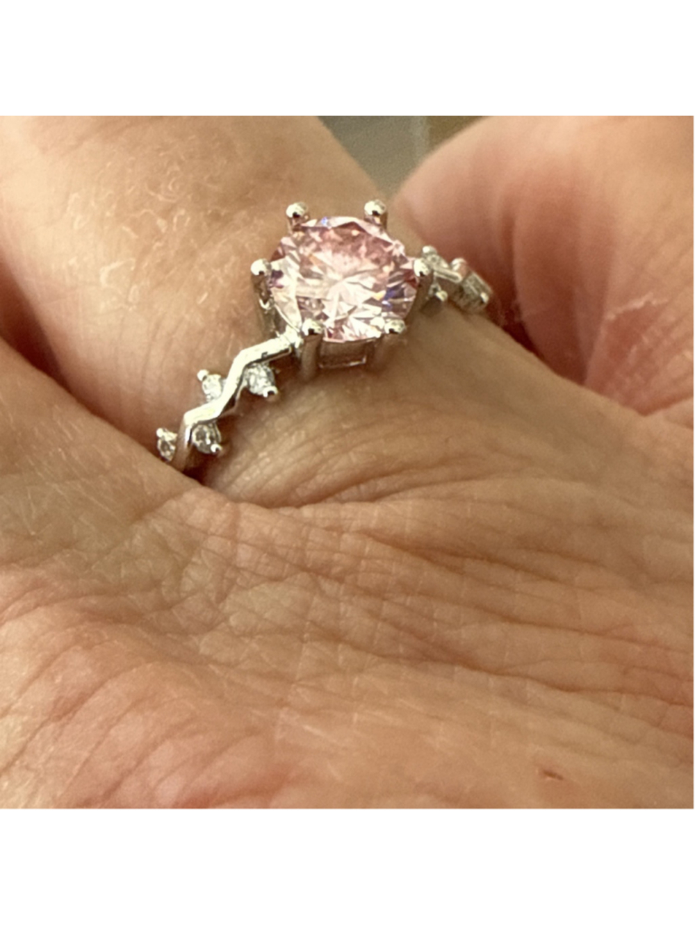 Moissanite Sakura Pink Ring Plating, Engagement Ring For Women - Picture 4 of 5